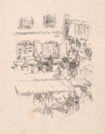 द मार्केट प्लेस, विट्रे, 1893। द्वारा जेम्स एबॉट मैकनील व्हिस्लर