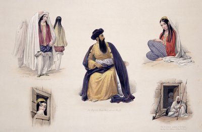 हेनरी ग्रेव्स, 1842 (1842) द्वारा प्रकाशित चार्ल्स हेघे (1810-88) और लुईस हेहे (1806-85) द्वारा उत्कीर्ण et स्केचेस इन अफ्घूनिस्तान ’से महामहिम शाह-सोजाह-ओओल-मुल्क (1780-1842) का चित्र रंग जलाई द्वारा जेम्स एटकिंसन