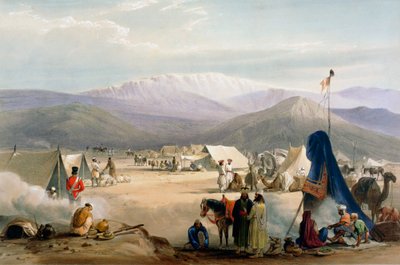 बोलन दर्रा, प्रथम एंग्लो-अफगान युद्ध, 1838-1842 के प्रवेश द्वार पर दादुर में ब्रिटिश सेना का शिविर द्वारा जेम्स एटकिंसन