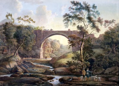 डरहम काउंटी में टैनफील्ड आर्क का दृश्य, c.1811 (कागज पर wc) द्वारा जेम्स एटकिंसन