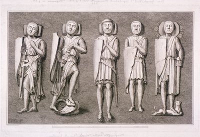 टेम्पल चर्च, लंदन, 1786 से शूरवीरों के पांच पुतले। द्वारा जेम्स बेसिर I