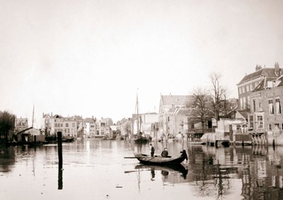 नहर, डॉर्ड्रेक्ट, नीदरलैंड, 1898 पर नाव। द्वारा जेम्स बैटकिन