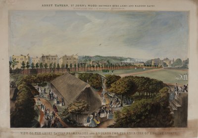 अभय टैवर्न्स प्रोमेनेड और मैदान का दृश्य, वायलेट हिल, मैरीलेबोन, c.1870 द्वारा जेम्स डी बार्नेट