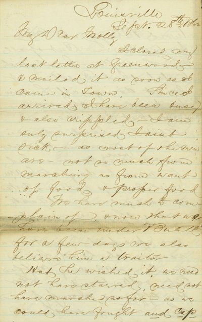 जेम्स ई। लव, लुइसविले से मौली को पत्र, 28-30 सितंबर, 1862 द्वारा जेम्स एडविन लव