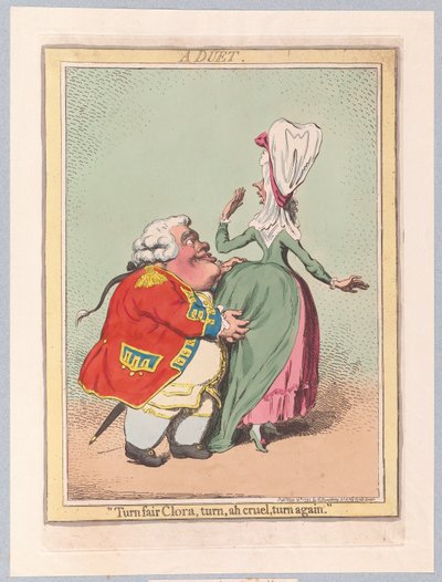एक युगल, पब। 1792 (हाथ के रंग का उत्कीर्णन) द्वारा जेम्स गिलियरे