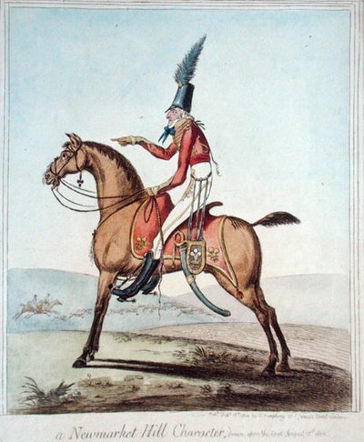 1804 में हन्ना हम्फ्री द्वारा प्रकाशित एक न्यूमार्केट हिल कैरेक्टर, 18 अगस्त 1802 (हाथ से रंगी हुई नक़्क़ाशी) द्वारा जेम्स गिलियरे