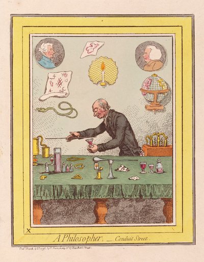 एक दार्शनिक: कोंडिट स्ट्रीट, पब। 1796 (हाथ के रंग का उत्कीर्णन) द्वारा James Gillray