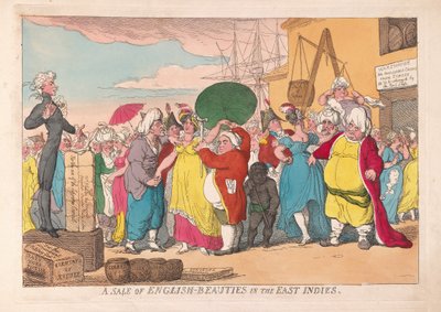 ईस्ट इंडीज, पब में अंग्रेजी सुंदरियों की बिक्री। 1786 (हाथ के रंग का उत्कीर्णन) द्वारा James Gillray