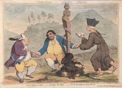 गठबंधन नृत्य, पब। 1785 (हाथ के रंग की नक्काशी) द्वारा जेम्स गिलियरे