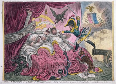 1806 में एक बेड ऑफ़ रोज़ेज, हैना हम्फ्रे द्वारा प्रकाशित द्वारा James Gillray