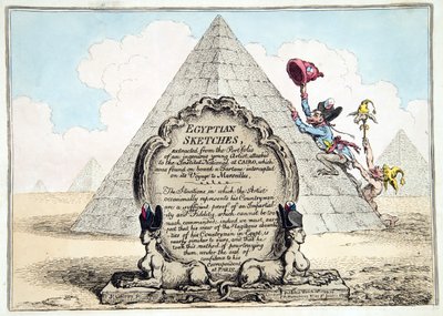 मिस्र के रेखाचित्र, 1799 में हन्ना हम्फ्री ने प्रकाशित किए (हाथ के रंग का नक़्क़ाशी) द्वारा जेम्स गिलियरे