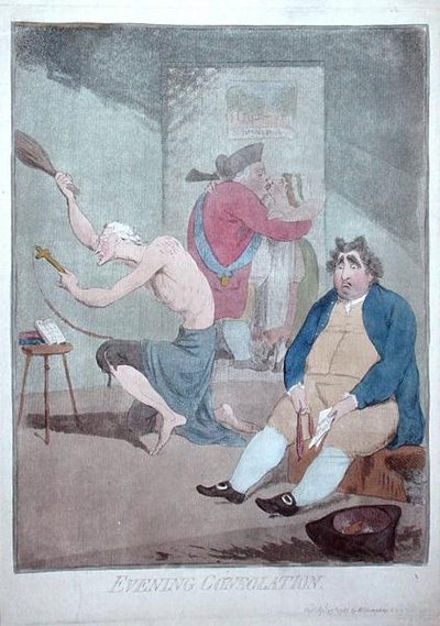 इवनिंग कॉन्सोलेशन, विलियम हम्फ्री द्वारा 1785 में प्रकाशित (हाथ से रंगी हुई नक़्क़ाशी) द्वारा जेम्स गिलियरे