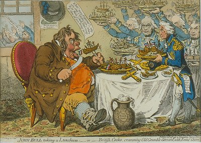 जॉन बुल एक लंच, 1798 (रंगीन नक़्क़ाशी) लेना द्वारा जेम्स गिलियरे
