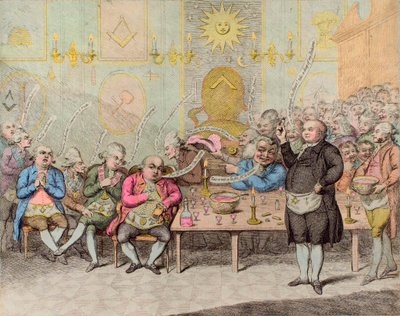 मैकोनिक उपाख्यान/ए मेसोनिक एनेडकोट - जेम्स गिल्रे (1757-1815) द्वारा - काउंट कैग्लियोस्त्रो के खिलाफ अंग्रेजी कार्टून (एलेसेंड्रो, कैग्लियोस्ट्रो की गणना (ग्यूसेप बाल्सामो) द्वारा जेम्स गिलियरे