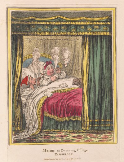 मैटिंस और डी-डब्ल्यूएन-कॉलेज, कैम्ब्रिज, पब। 1810 (हाथ के रंग का उत्कीर्णन) द्वारा जेम्स गिलियरे