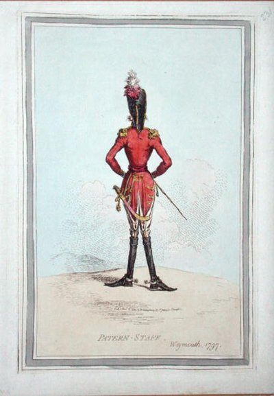 1797 में हन्ना हम्फ्री द्वारा प्रकाशित पैटर्न-स्टाफ (हाथ से रंगी हुई नक़्क़ाशी) द्वारा जेम्स गिलियरे