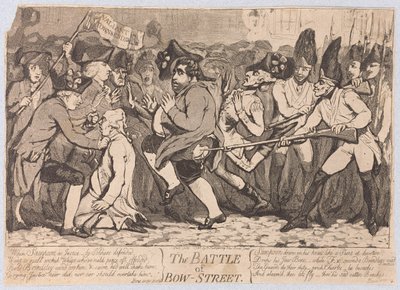 बो-स्ट्रीट की लड़ाई, पब। 1788 द्वारा James Gillray
