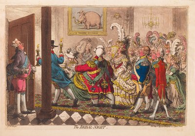 द ब्राइडल नाइट, पब। 1797 (हाथ के रंग का उत्कीर्णन) द्वारा James Gillray