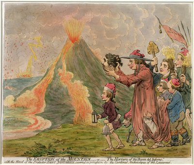 1794 में हन्ना हम्फ्री द्वारा प्रकाशित &39;बोका डेल इन्फर्नो&39; का पहाड़, या भयावहता का विस्फोट द्वारा जेम्स गिलियरे