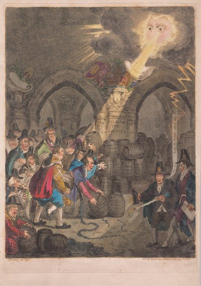 संविधान का स्तंभ, पब। 1835 (हाथ के रंग का उत्कीर्णन) द्वारा जेम्स गिलियरे