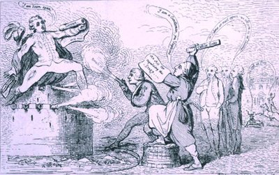 द थियेट्रिकल वॉर, 1787 में SW Fores द्वारा प्रकाशित (नक़्क़ाशी) द्वारा जेम्स गिलियरे