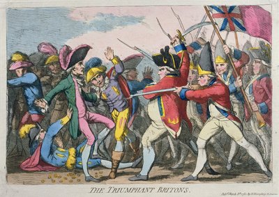 1780 में हन्ना हम्फ़्रे द्वारा प्रकाशित विजयी ब्रितानी द्वारा James Gillray
