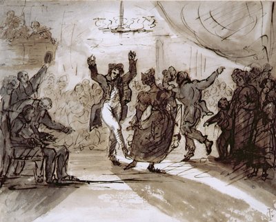 द हंट बॉल, c.1820 (कलम और सीपिया स्याही और कागज पर धोना) द्वारा जेम्स ग्रांट