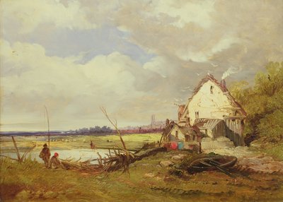 एक नदी तट पर कॉटेज द्वारा एंग्लर्स द्वारा James Holland