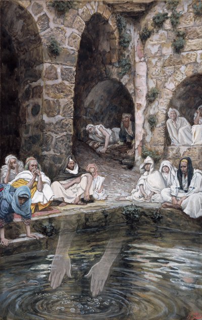 बेथेस्डा का पूल, द लाइफ ऑफ क्राइस्ट का चित्रण, c.1886-94 (कागज़ के साथ wc और gache द्वारा जेम्स जैक्स जोसेफ टिसोट
