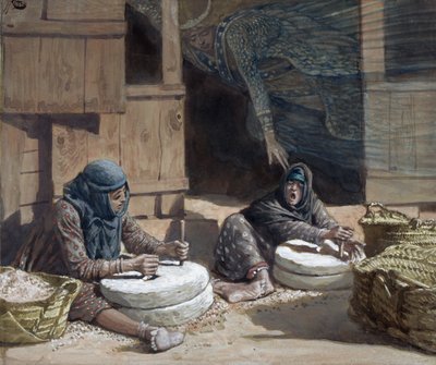 मिल में दो महिलाओं, मसीह के जीवन के लिए चित्रण, c.1886-94 (पेपरबोर्ड पर wc और gache) द्वारा जेम्स जैक्स जोसेफ टिसोट