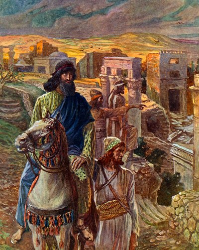 नहेमायाह यरूशलेम के खंडहरों को देखता है - बाइबल द्वारा टिसोट के बाद जेम्स जैक्स जोसेफ