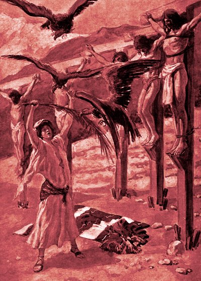 Rizpah मृत की ओर दयालु -Bible द्वारा टिसोट के बाद जेम्स जैक्स जोसेफ