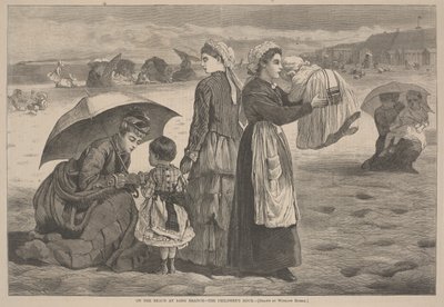 लॉन्ग ब्रांच में समुद्र तट पर - बच्चों का घंटा, 1874 द्वारा जेम्स एल लैंगरिज