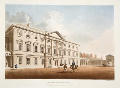 लेइनस्टर हाउस, डबलिन, 1792 (हाथ से रंग की नक्काशी) द्वारा James Malton
