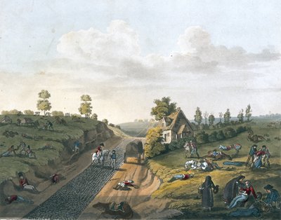 वैलेट के कॉटेज का दृश्य, 1817 (रंगीन एक्वाटिंट) द्वारा जेम्स राउज़