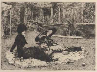 घास पर, 1880। द्वारा जेम्स टिसोट