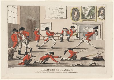 अभियान के लिए योग्यता, पब। 1777 (हाथ के रंग का उत्कीर्णन) द्वारा जेम्स वर्नी
