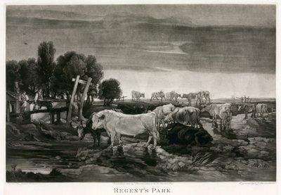 रीजेंट पार्क, लंदन; चित्रित 1807 द्वारा जेम्स वार्ड