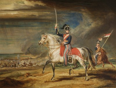 सर जॉन लीसेस्टर, बीटी, लिवरपूल, 1824 में रेत पर चेशायर येओमेन्ट्री की अपनी रेजिमेंट का अभ्यास द्वारा जेम्स वार्ड