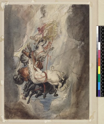 फेथोन के पतन के लिए अध्ययन, c.1808 (ग्रेफाइट, पेन, स्याही और wc) द्वारा जेम्स वार्ड