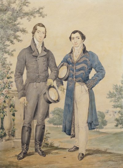 दो सज्जनों की पोर्ट्रेट, 1817 (पेंसिल और wc, सफेद के साथ ऊँची) द्वारा जेम्स वारेन चाइल्ड