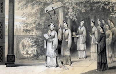 साम्राज्ञी और उनके परिचारक 1847 में शहतूत के बाग से मंदिर के लिए आगे बढ़े। द्वारा जेम्स विलियम जाइल्स