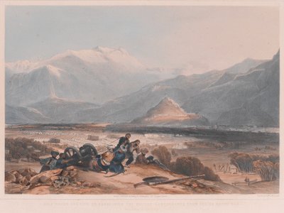 बाला मार्स हिल से ब्रिटिश छावनी के साथ बाला हिसई और काबुल शहर का दृश्य द्वारा रैट्रे के बाद जेम्स