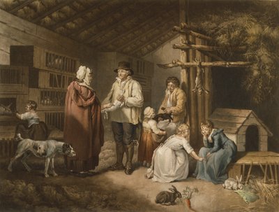 विलियम वार्ड (1766-1826) 1796 (रंगीन मेजोटिन्ट) द्वारा उकेरा गया खरगोश बेचना द्वारा वार्ड के बाद जेम्स