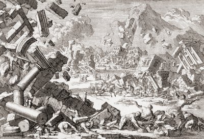 क्रोएशिया के डबरोवनिक में 1667 का भूकंप। द्वारा जान (बाद) लुइकेन