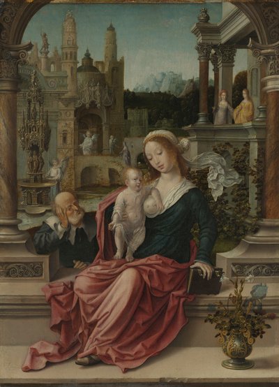 द होली फैमिली, c.1507-8 (पैनल पर तेल) द्वारा Jan (c.1472-c.1533) Gossaert