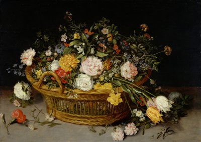 फूलों की एक टोकरी, शायद 1620 की। द्वारा Jan Brueghel the Younger