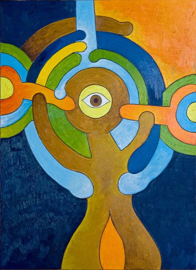 साइक्लोप्स के लिए अचानक प्रबुद्धता का क्षण, 2007 (लकड़ी पर तेल) द्वारा जान ग्रोनबर्ग