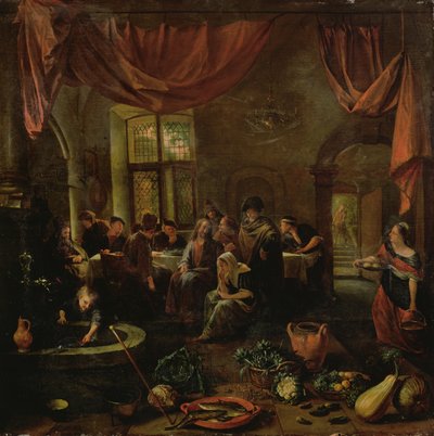 मार्था और मैरी की सभा में मसीह, c.1655 द्वारा जान हविक्ज़ून स्टीन