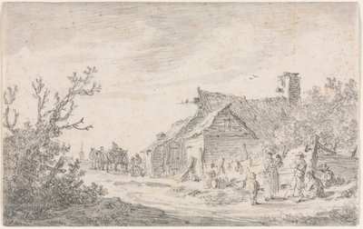 एक कॉटेज और आंकड़े के साथ लैंडस्केप, 1653। द्वारा जन जोसेफ्स वैन गोयन